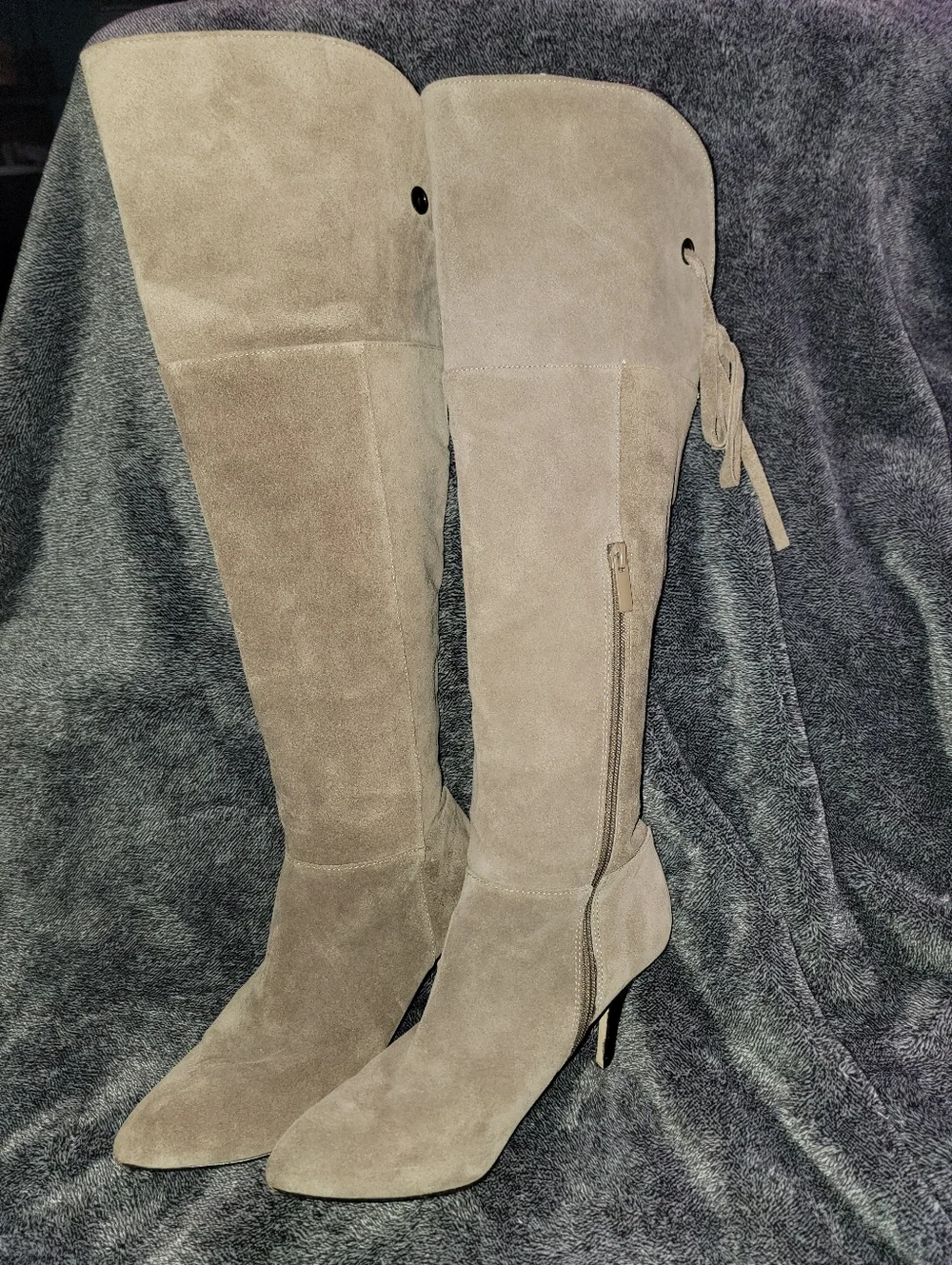 Arturo Chiang Women's Taupe Leather Knee-High Heeled Boots